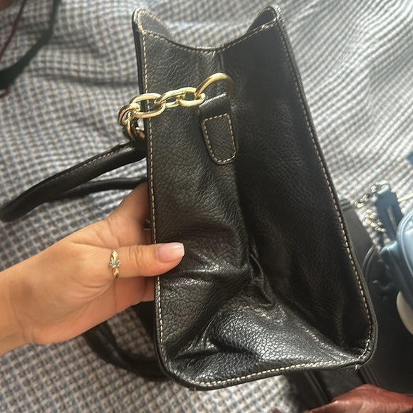 Black purse lock bag work bag work satchel shoulder bag top handle business bag - Picture 7 of 11